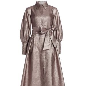 Puff Sleeve Metallic Shirtdress Gown ~ Teri Jon by Rickie Freeman Size 20